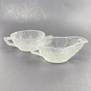 Hazel-Atlas Starlight Clear Creamer & Open Sugar Bowl Depression Glass Vintage